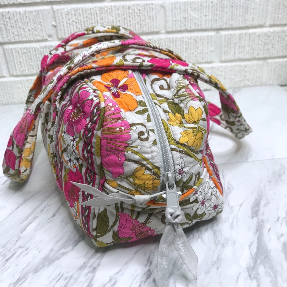 Vera Bradley Tea Party Handbag Shoulder Gray Pink - Picture 3 of 5